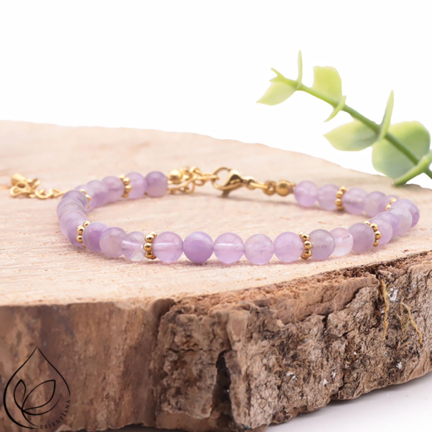 Essentiana adjustable amethyst bracelet stainless steel