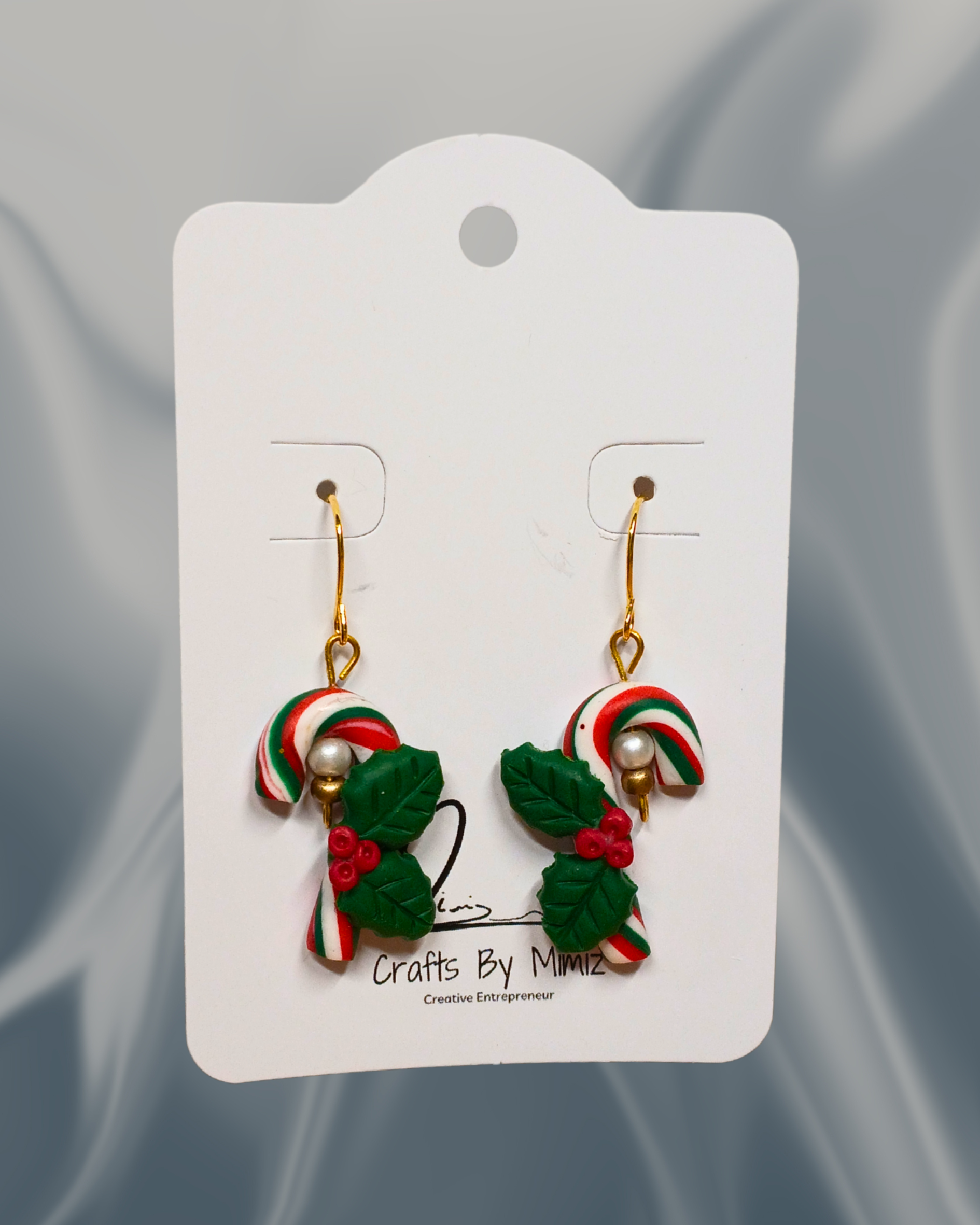 Festive polymer clay Christmas earrings with gold-filled hooks