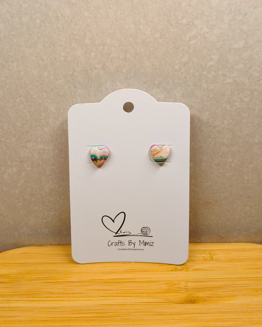 Multicoloured Heart Studs