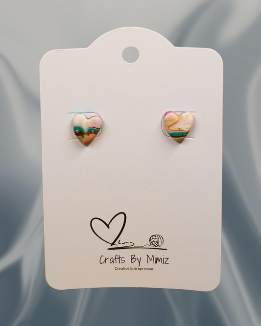Multicoloured Heart Studs