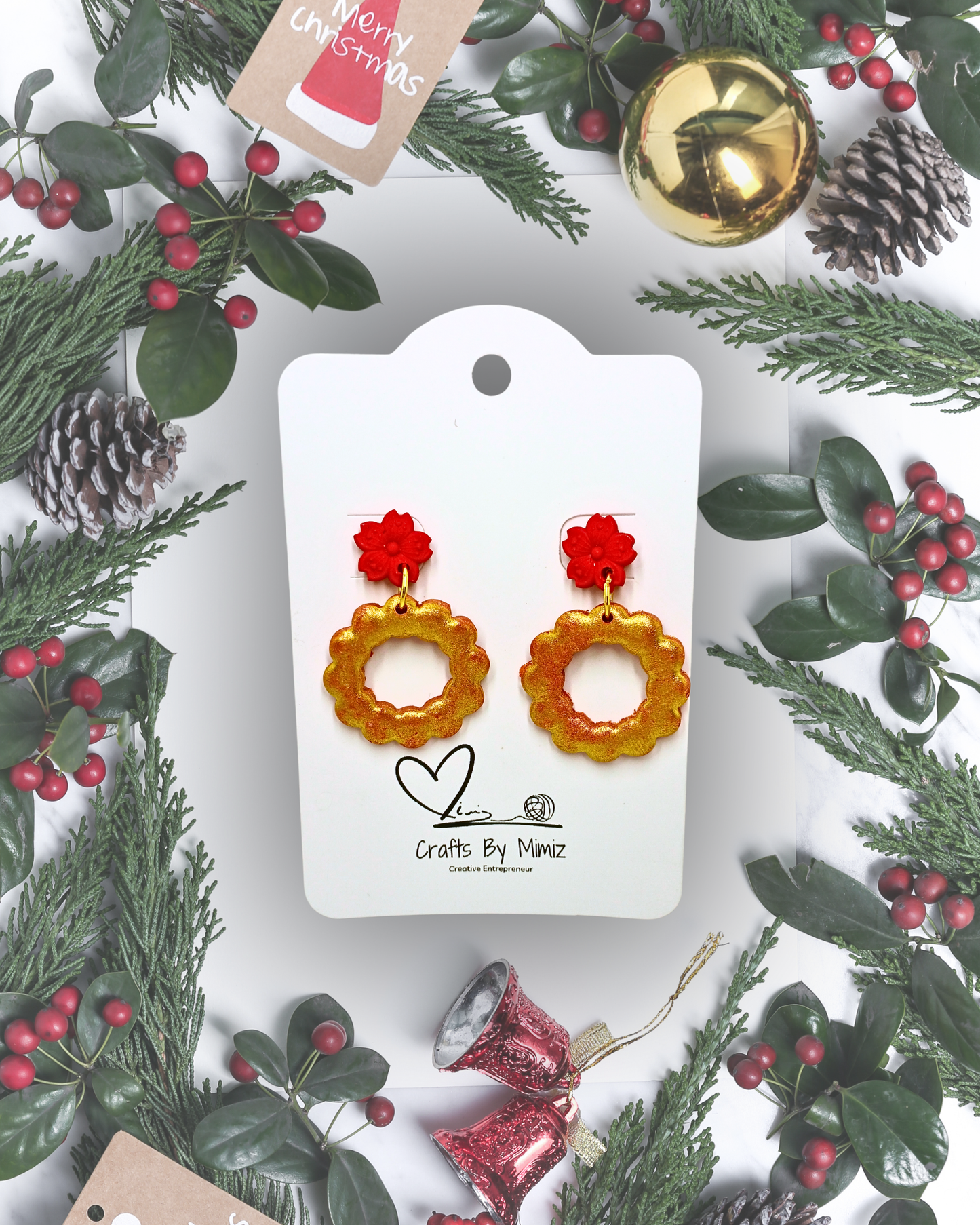 Christmas Golden Red Hoops