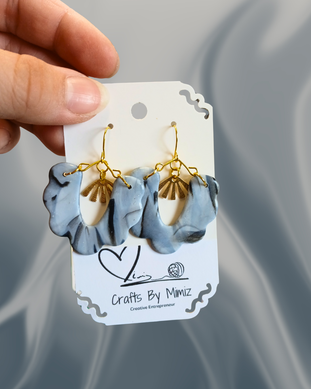 Grey Marble Earrings